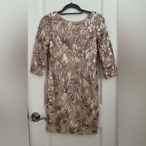 Metallic rose gold cocktail dress. Size 4